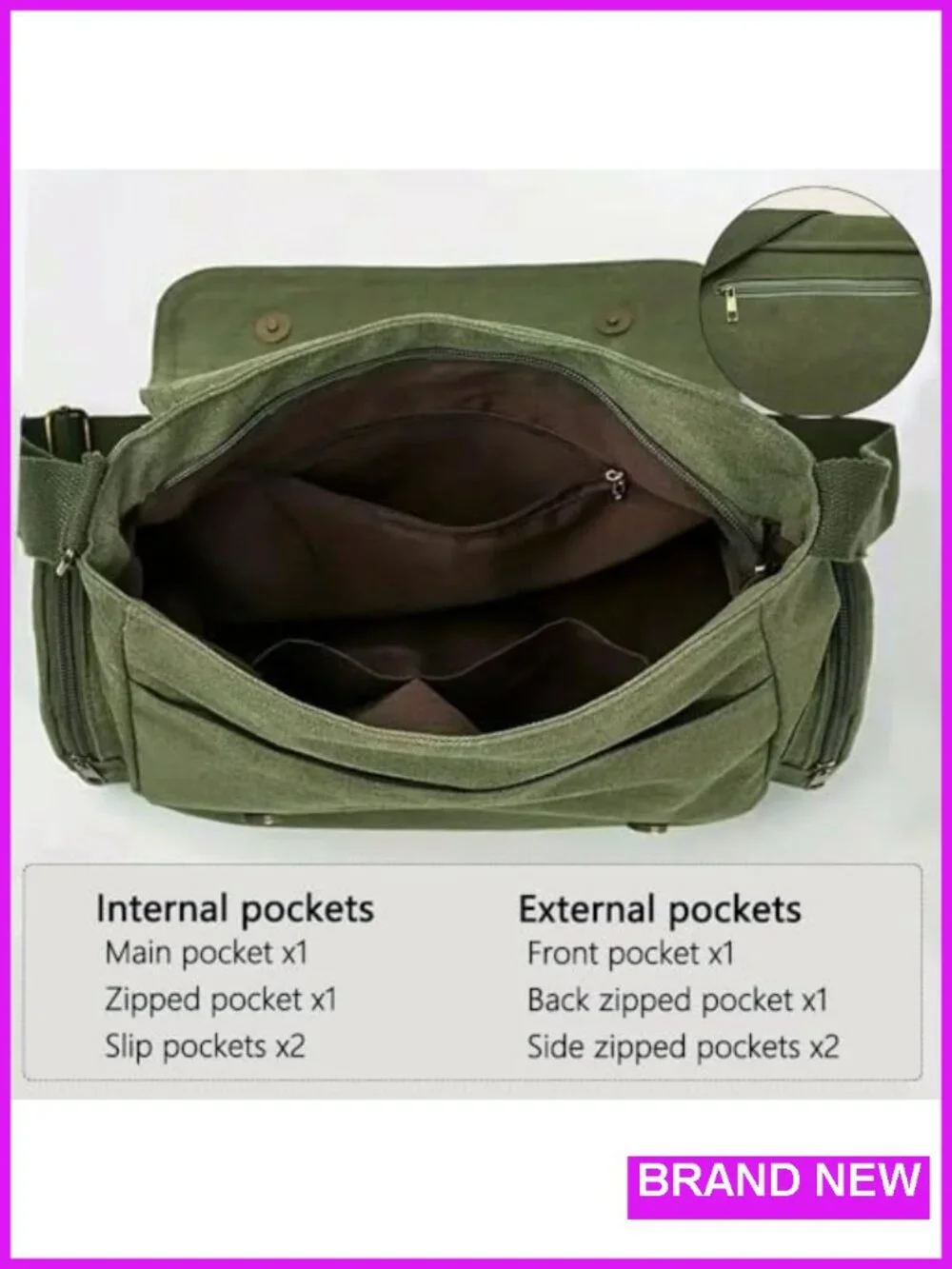 Canvas Messenger Bag Crossbody with Pockets for Women Men
